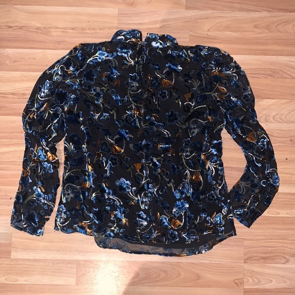 French Connection Avery Velvet Keyhole Burnout Top Size XS - Picture 10 of 12
